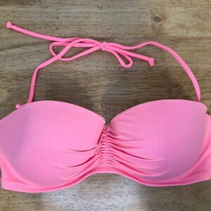 Victoria's Secret Strapless Ruched Bandeau Bikini Top Swimsuit Sz34D
